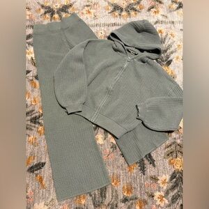 Cozy Green Knit Set Sweater Sweatpants Small